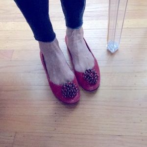 Red leather flat, size 6M